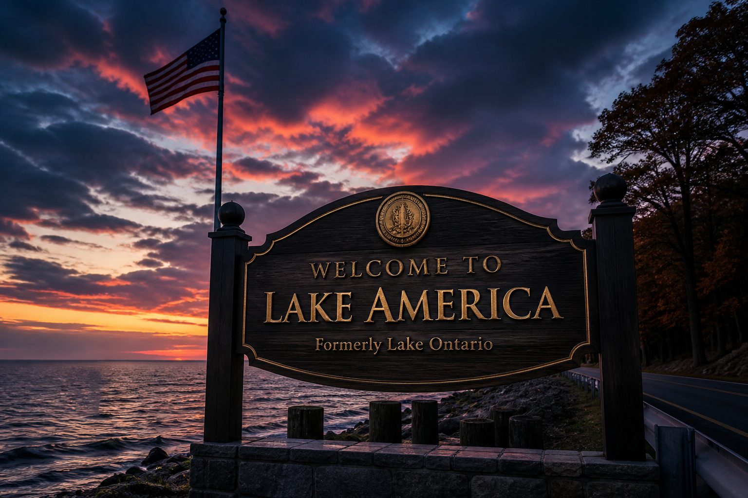Welcome to Lake America sign